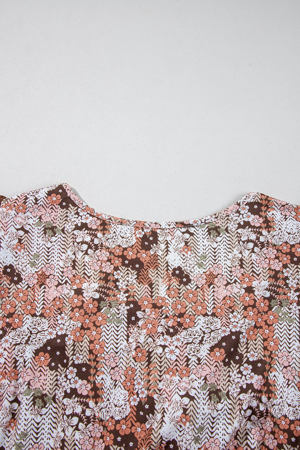 Celestial Floral Contrast Sleeve Plus Size Blouse