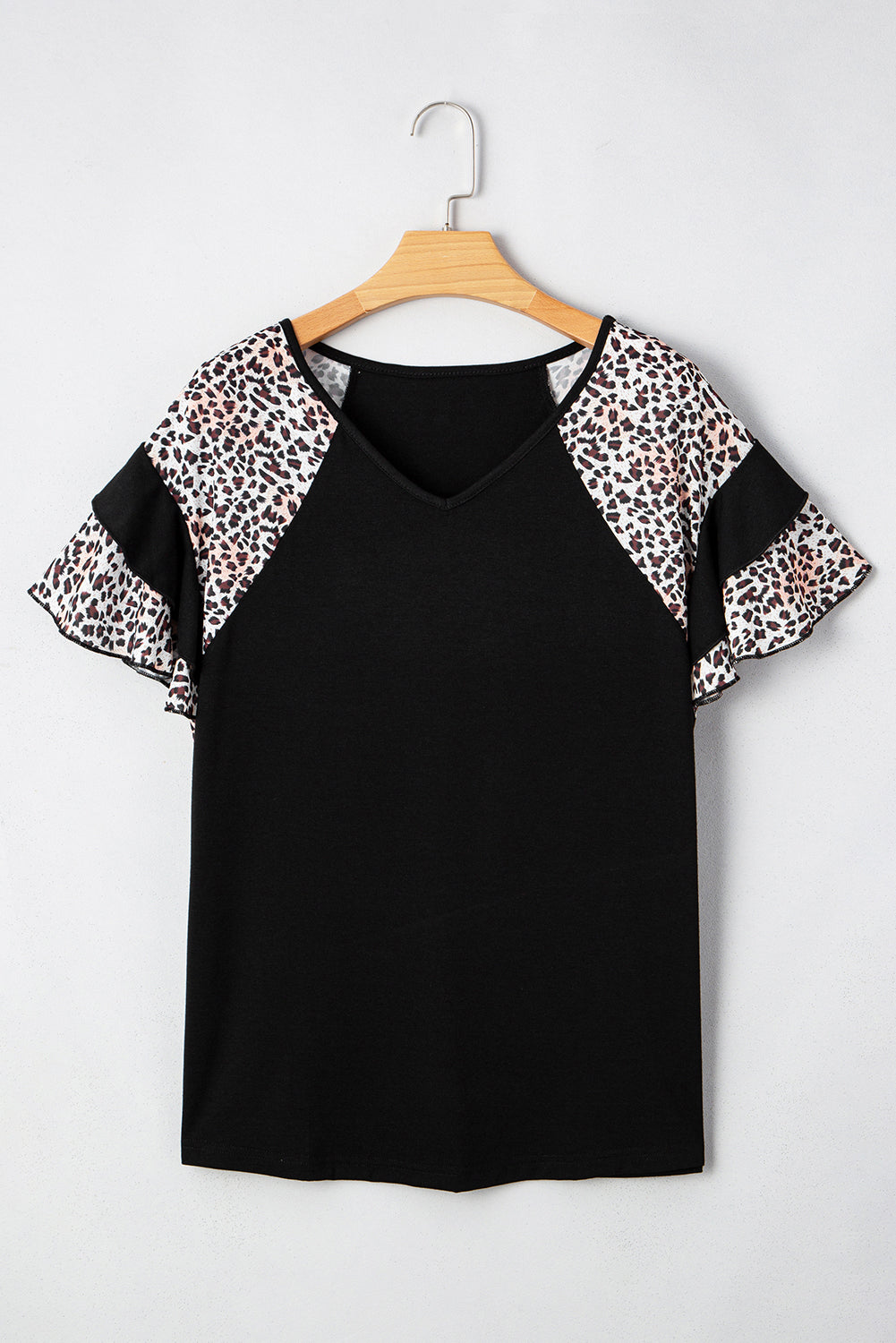 Leopard in the Stars Black ruffle sleeve