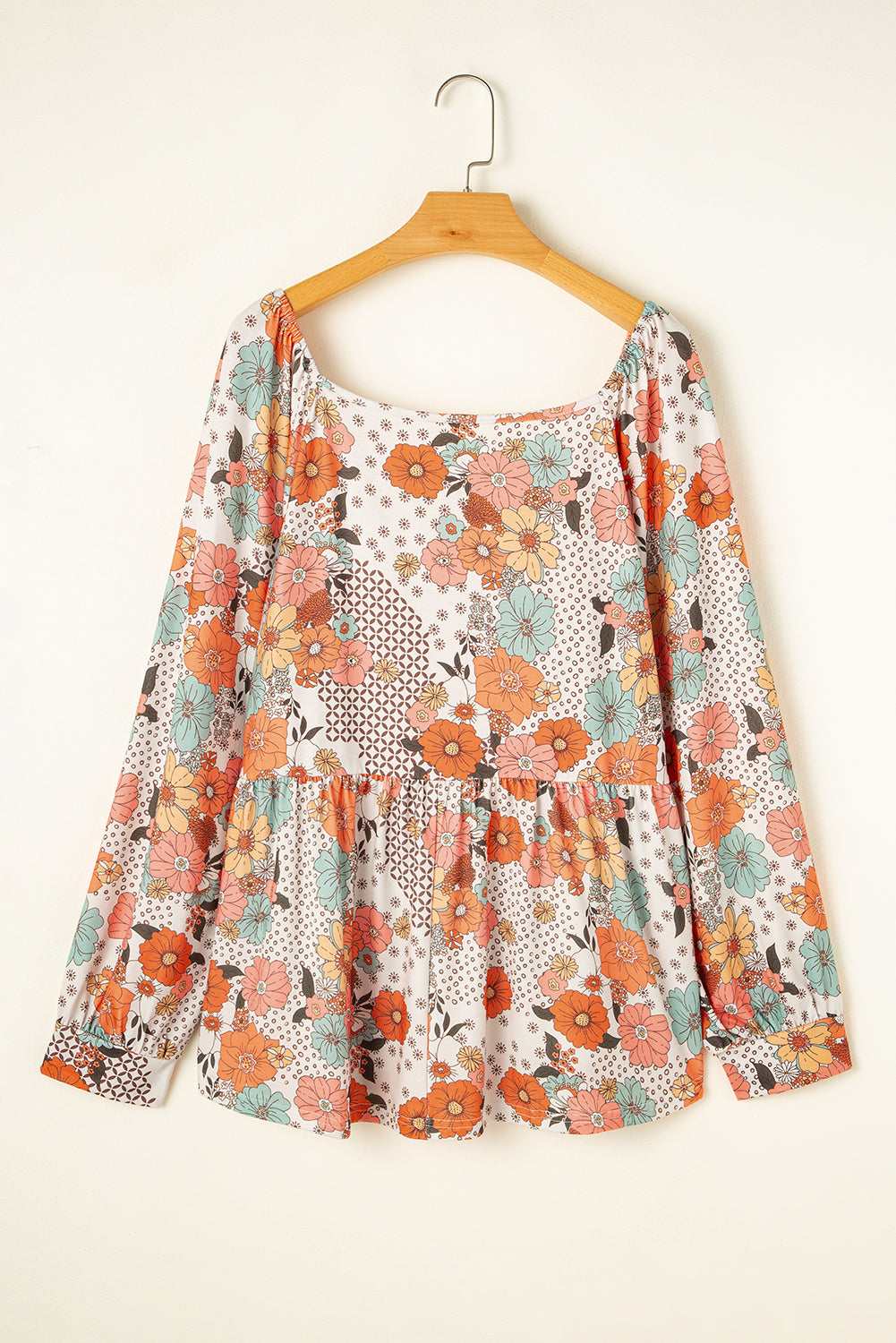 Cosmic- Bloom Boho  Square Neck Peplum Blouse