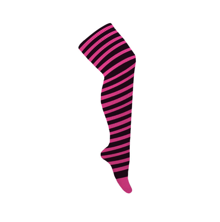Thick Thigh Tribe -- Sugar Rush Stripes Plus Size Thigh High Socks