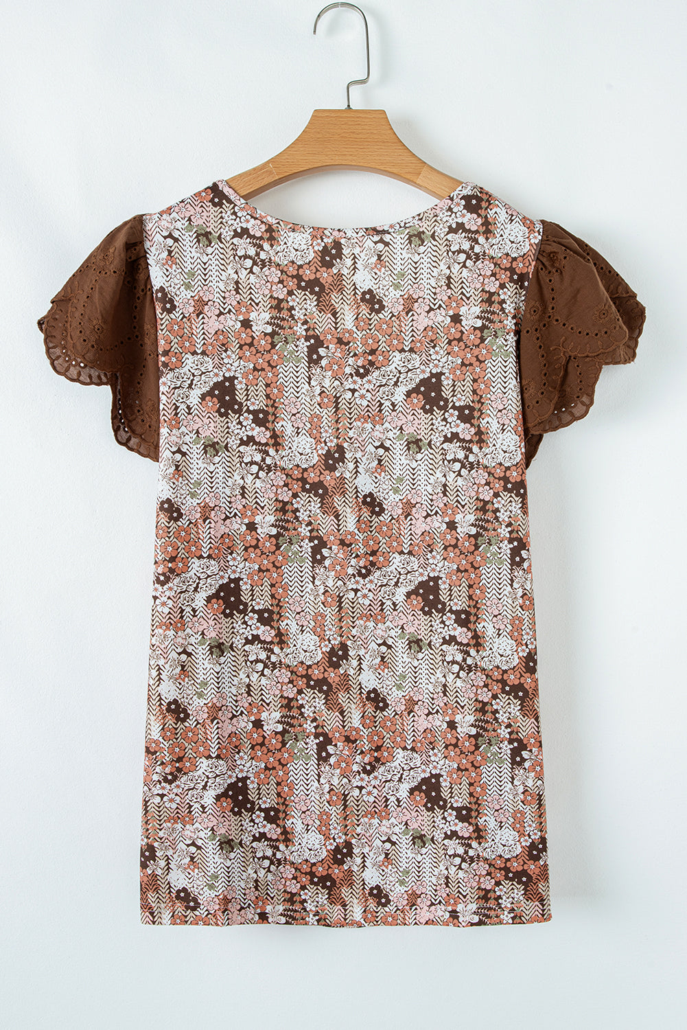 Celestial Floral Contrast Sleeve Plus Size Blouse