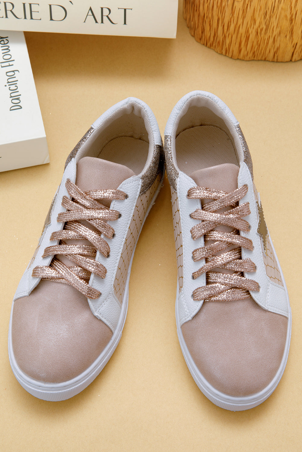 Galaxy Glimmer PU Leather Lace-up Sneakers