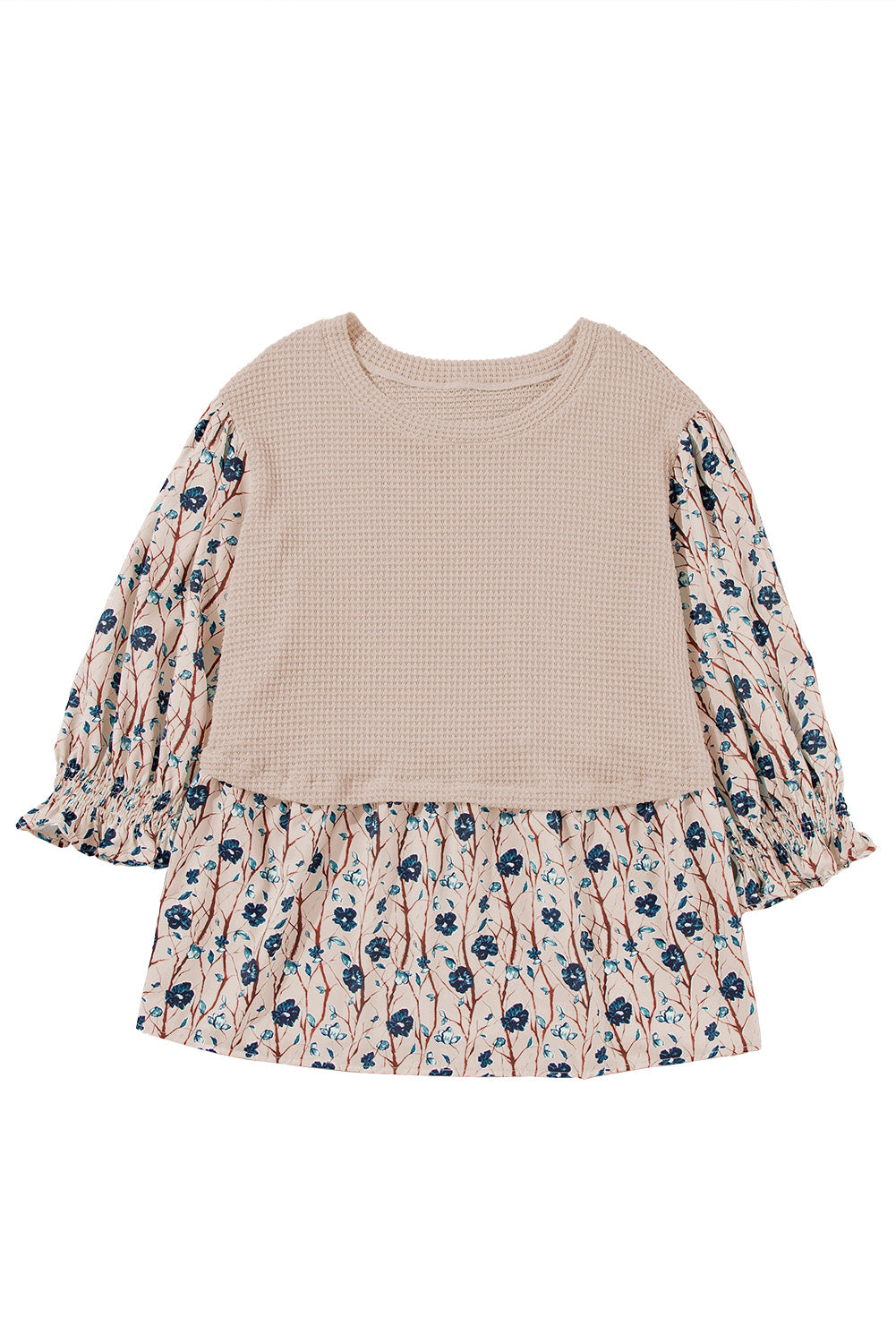 Starry Bloom Beige Faux Two Piece Knit Top