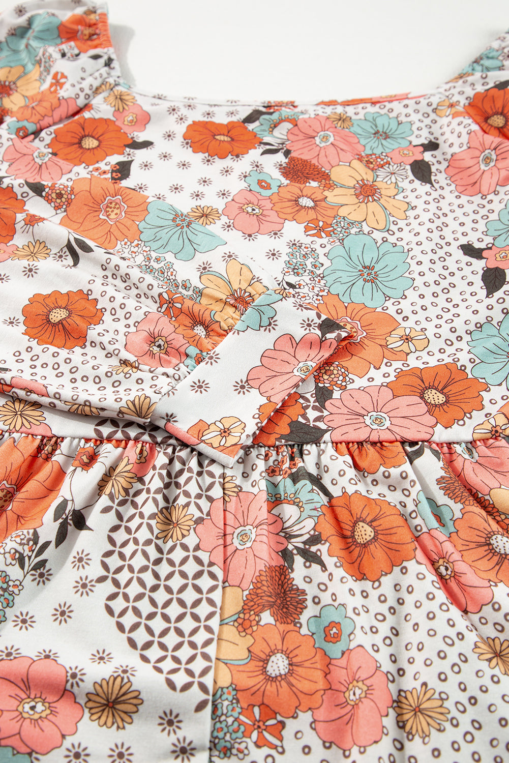 Cosmic- Bloom Boho  Square Neck Peplum Blouse
