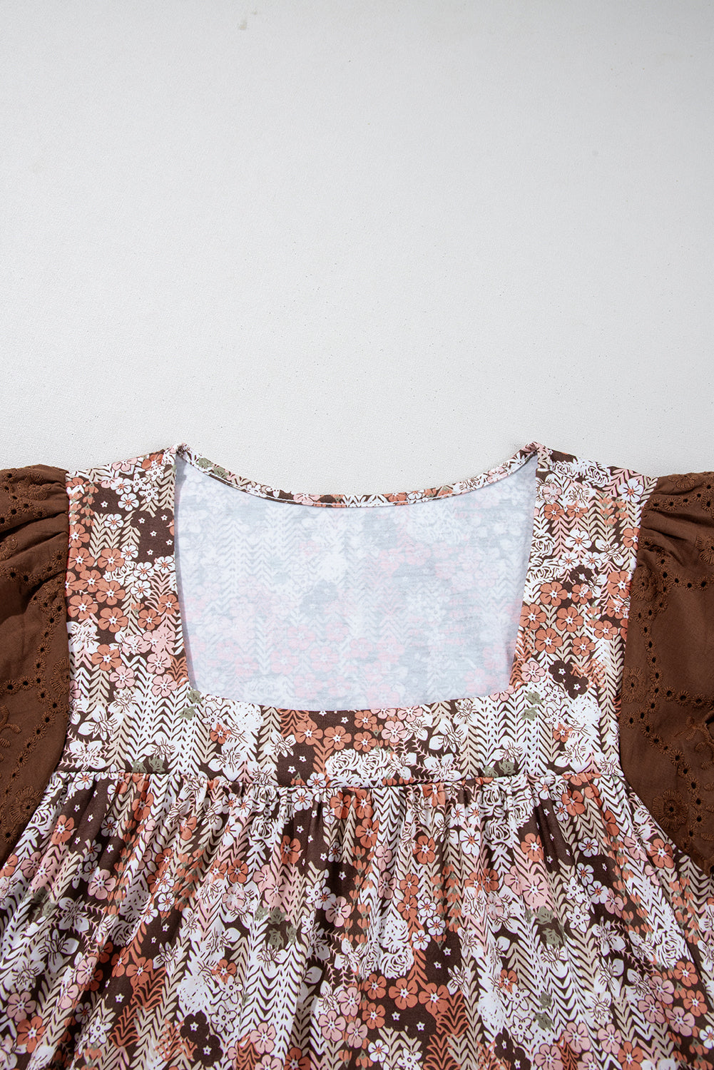 Celestial Floral Contrast Sleeve Plus Size Blouse