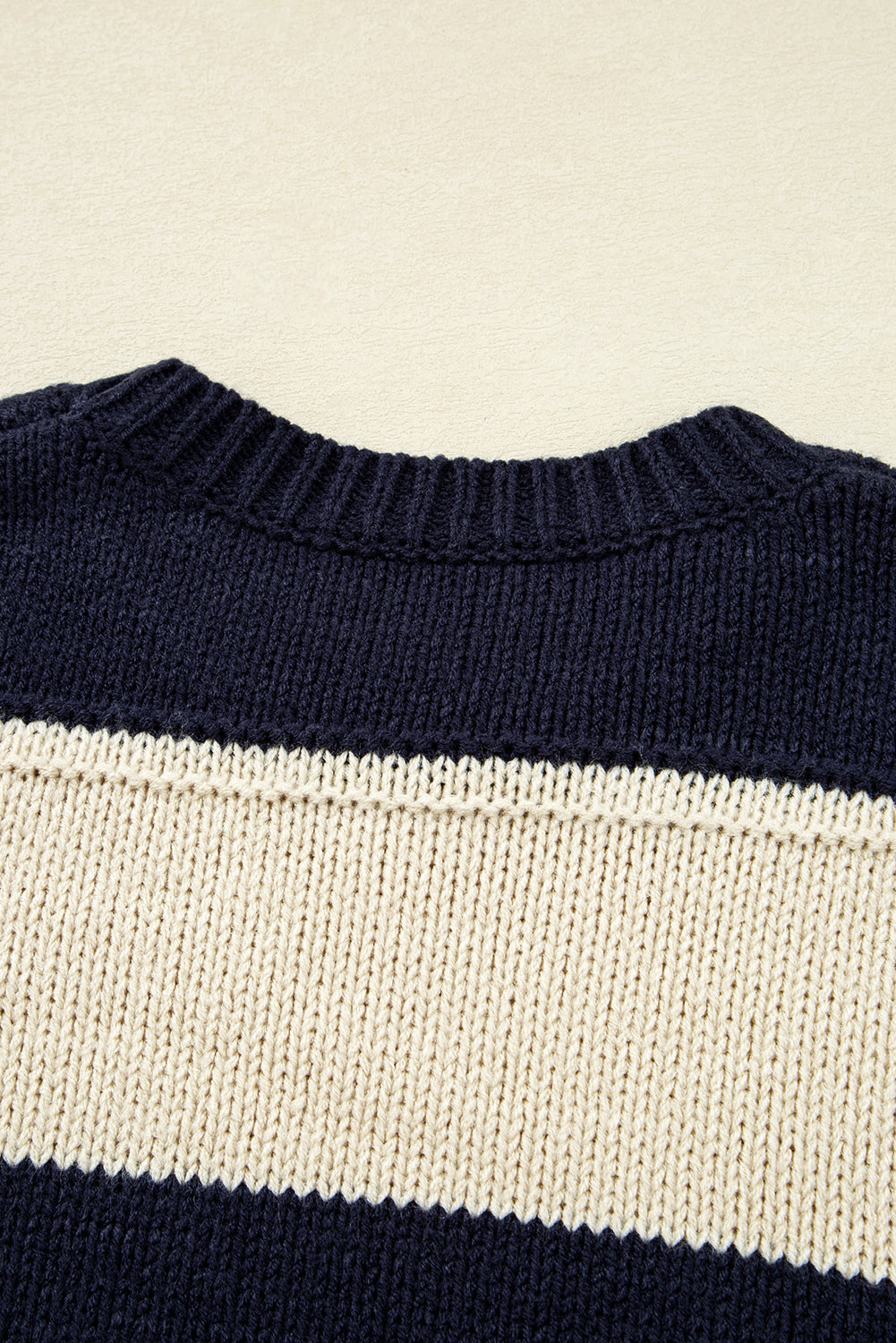 Starstruck Stripes Navy Plus Size Drop Shoulder Sweater