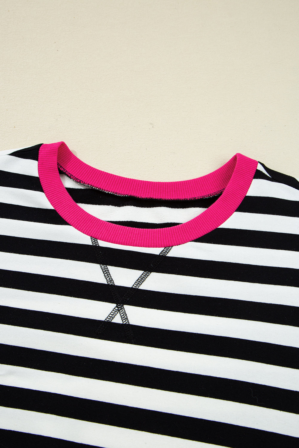 Stellar Stripes Black Stripe  Contrast Edge  Loungewear Plus Size Set