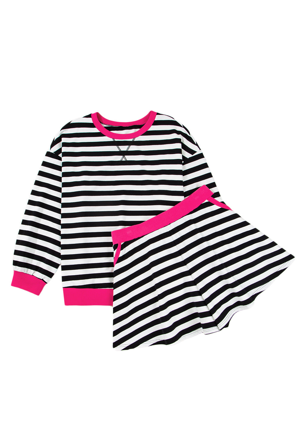 Stellar Stripes Black Stripe  Contrast Edge  Loungewear Plus Size Set