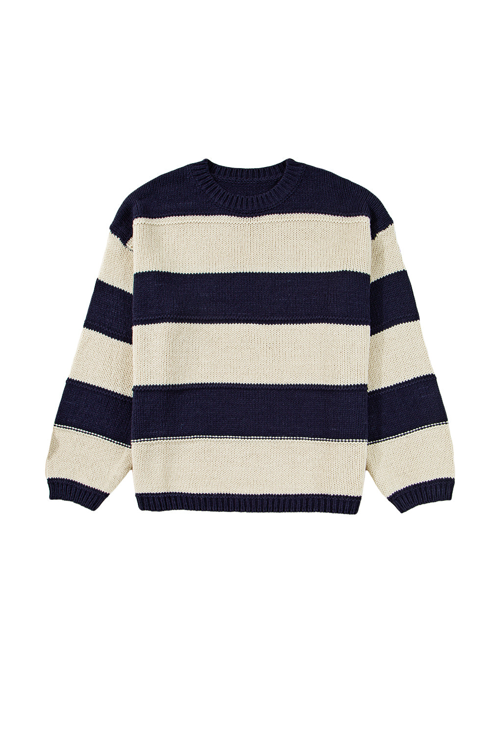 Starstruck Stripes Navy Plus Size Drop Shoulder Sweater