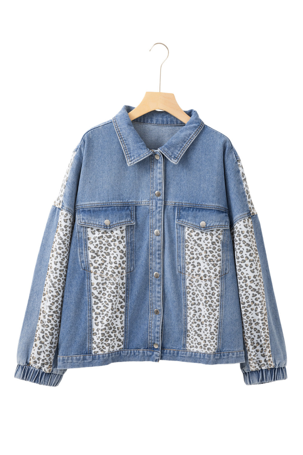 Galactic Wild Leopard Patchwork Plus Size Denim Jacket