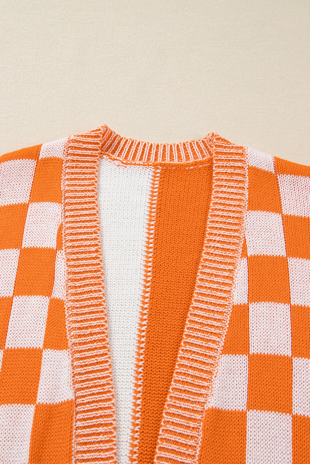 Nebula Checkmate Plus Size Drop Shoulder Knit Cardigan