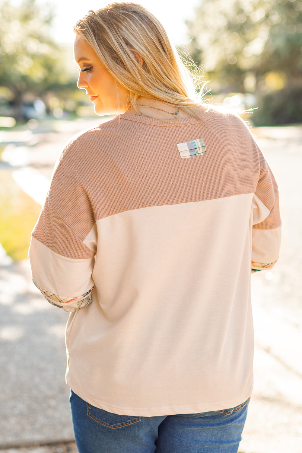 Starlight Patchwork Henley Plus Size  Henley Top