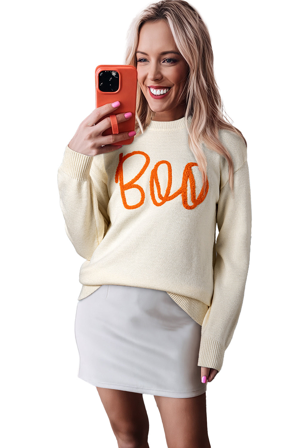 Spooky Boo Drop Shoulder Knit Sweater