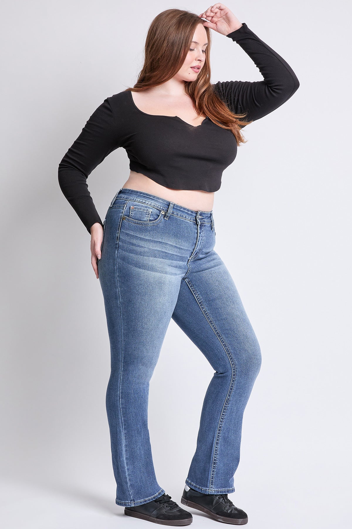 YMI Jeans Women's Plus Mid Rise Premium Stitch Bootcut Jeans