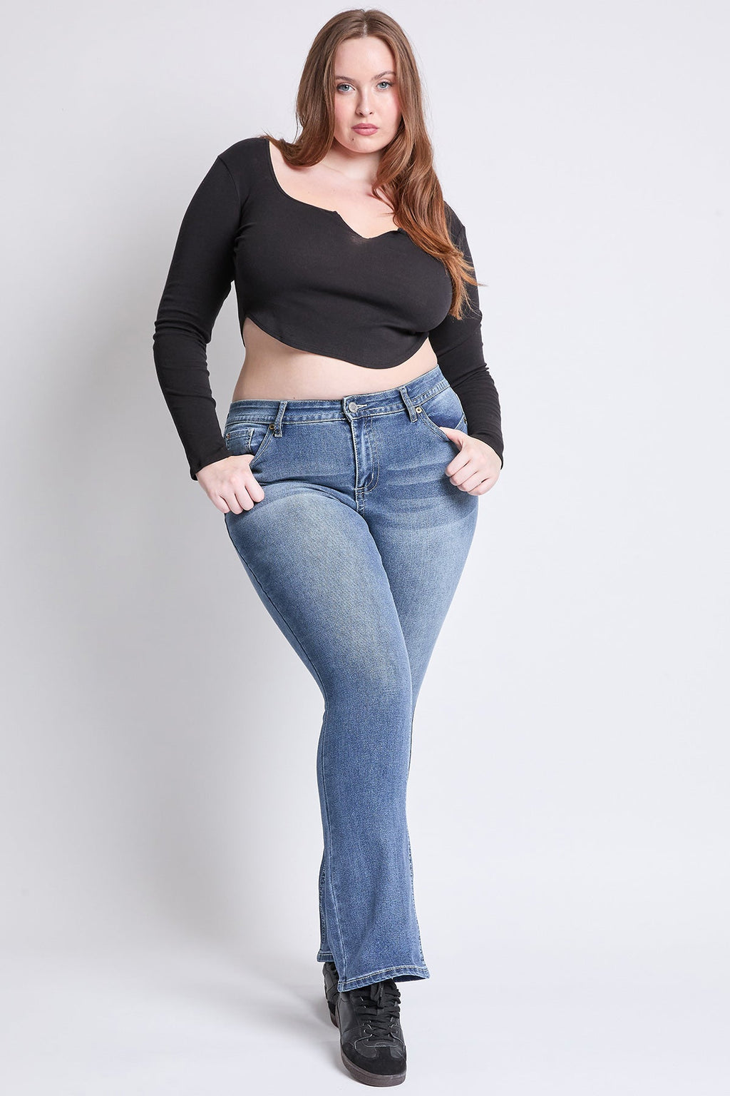 YMI Jeans Women's Plus Mid Rise Premium Stitch Bootcut Jeans