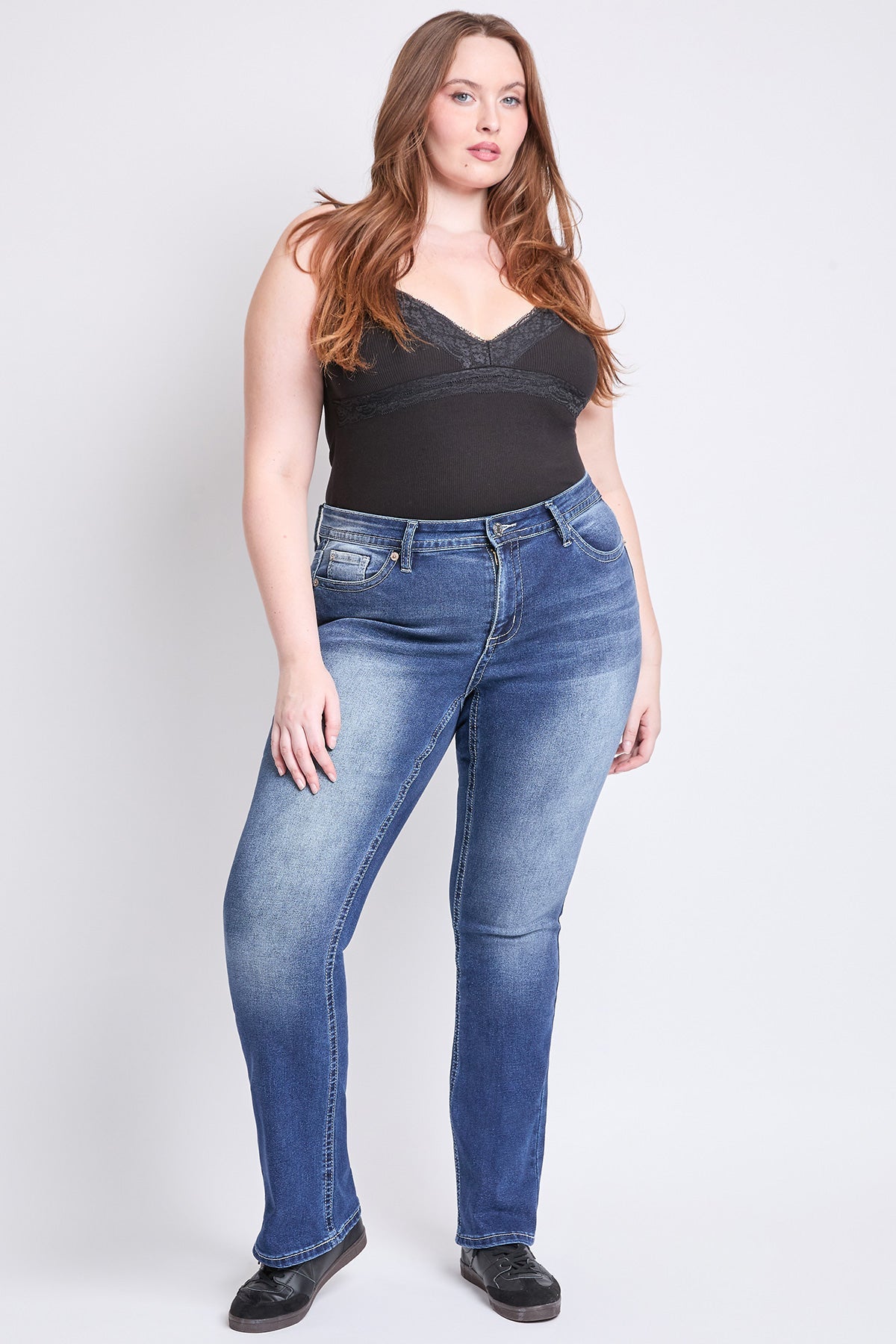 YMI Jeans Women's Plus Mid Rise Premium Stitch Bootcut Jeans