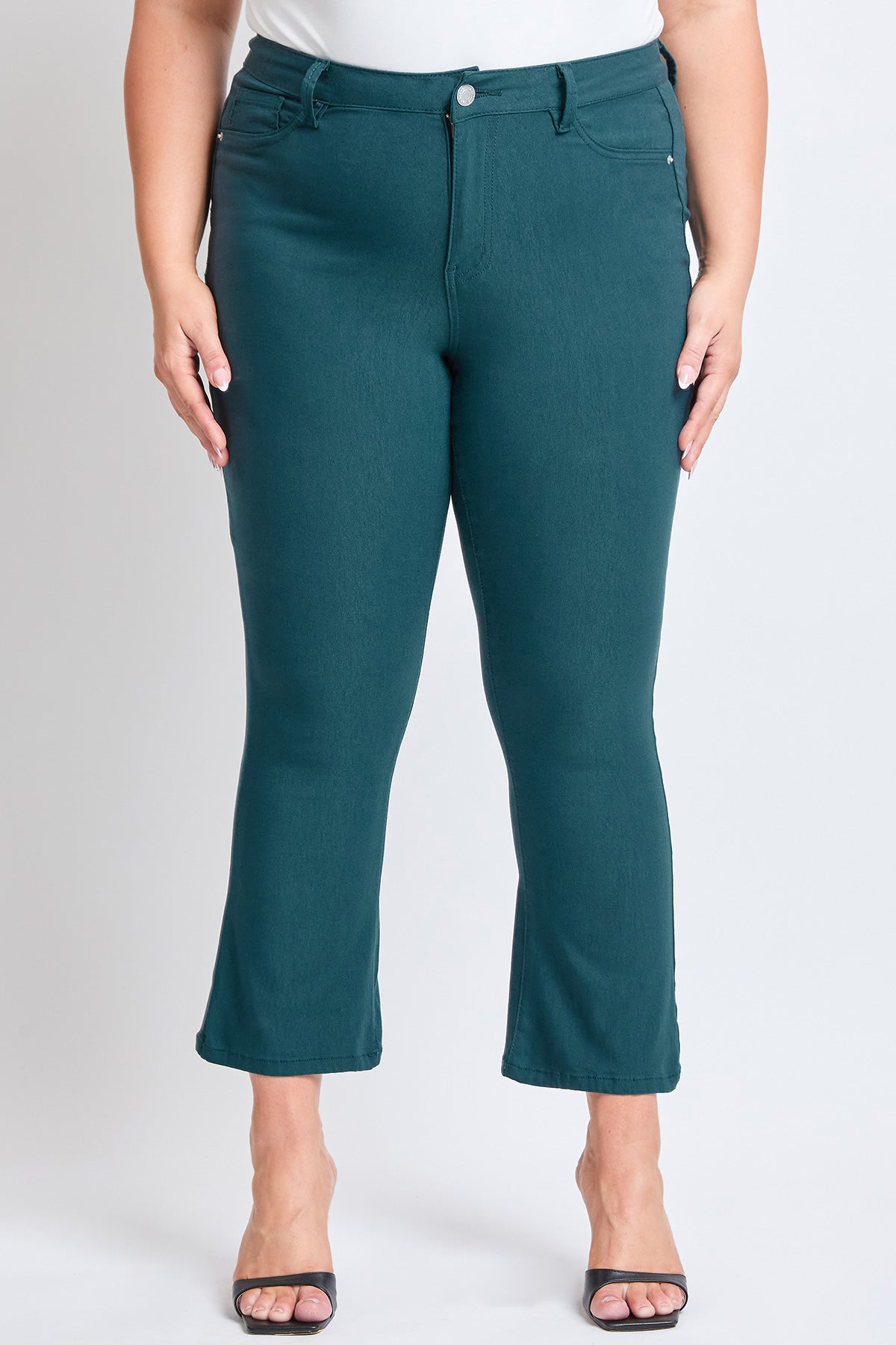 YMI Jeans Women's Plus Hyperstretch Cropped Kick Flare Pants