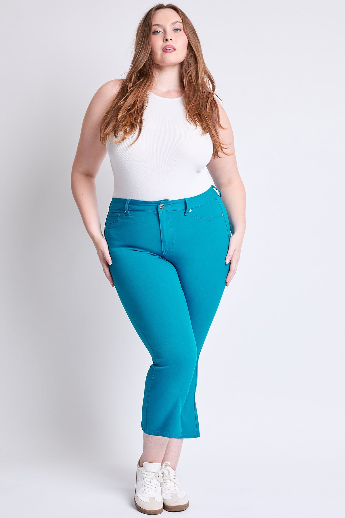 YMI Jeans Women's Plus Hyperstretch Cropped Kick Flare Pants