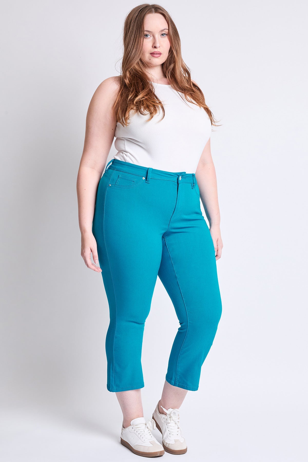 YMI Jeans Women's Plus Hyperstretch Cropped Kick Flare Pants
