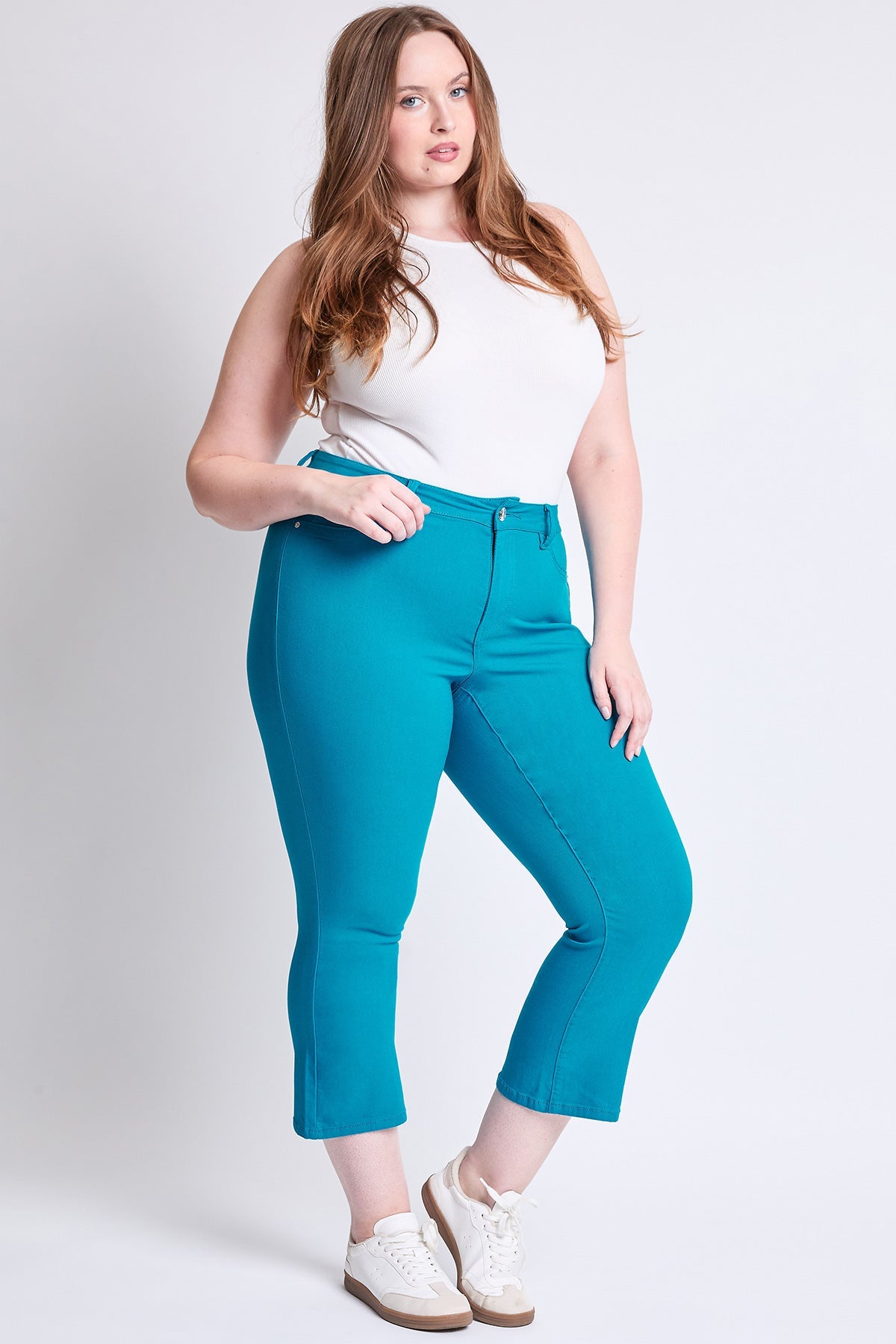 YMI Jeans Women's Plus Hyperstretch Cropped Kick Flare Pants