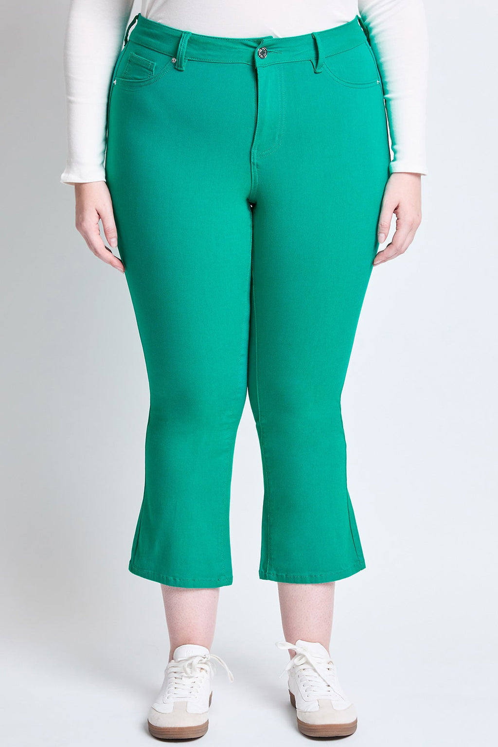 YMI Jeans Women's Plus Hyperstretch Cropped Kick Flare Pants