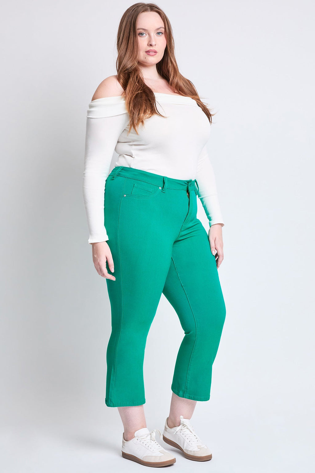 YMI Jeans Women's Plus Hyperstretch Cropped Kick Flare Pants