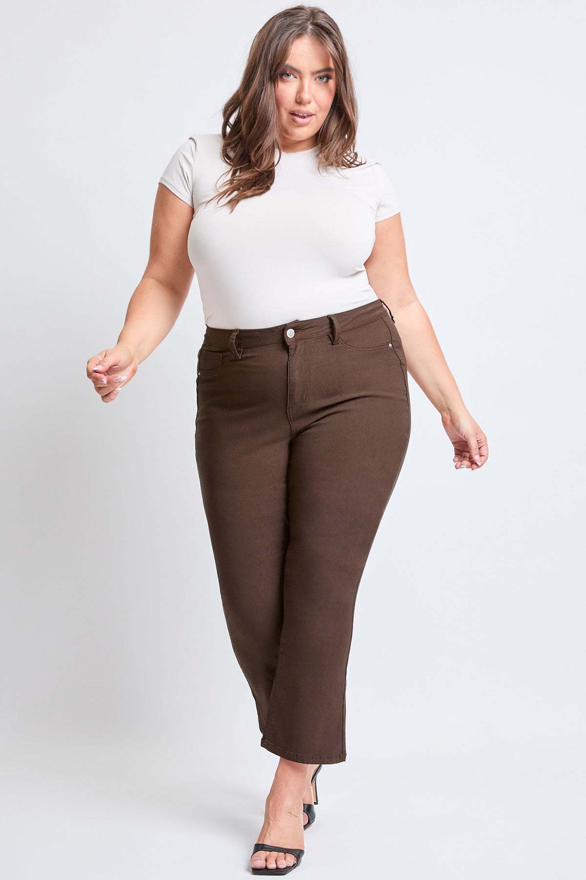 YMI Jeans Women's Plus Hyperstretch Cropped Kick Flare Pants
