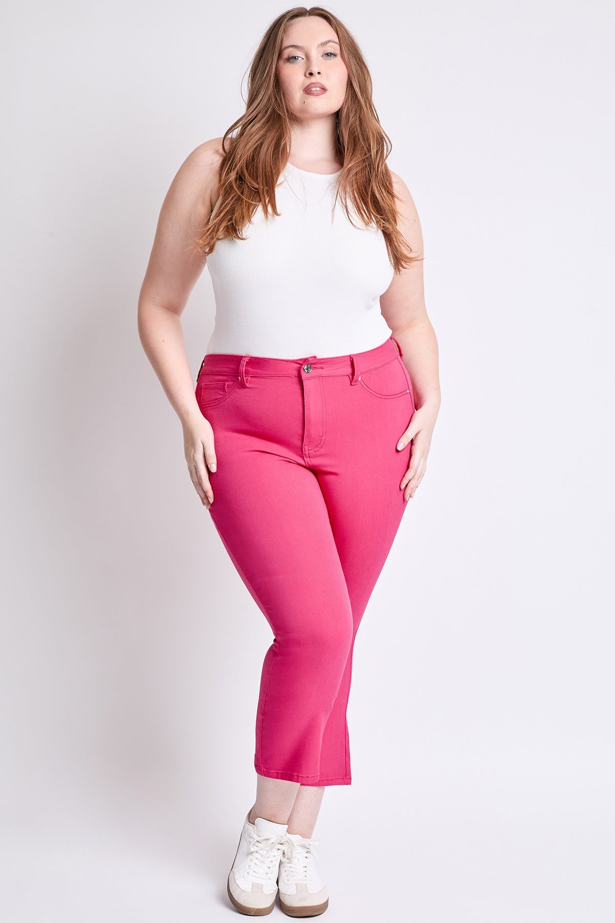 YMI Jeans Women's Plus Hyperstretch Cropped Kick Flare Pants