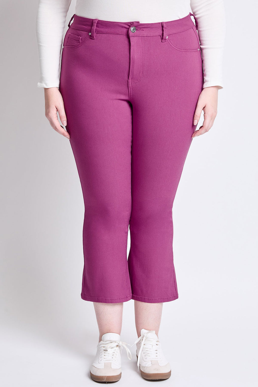 YMI Jeans Women's Plus Hyperstretch Cropped Kick Flare Pants