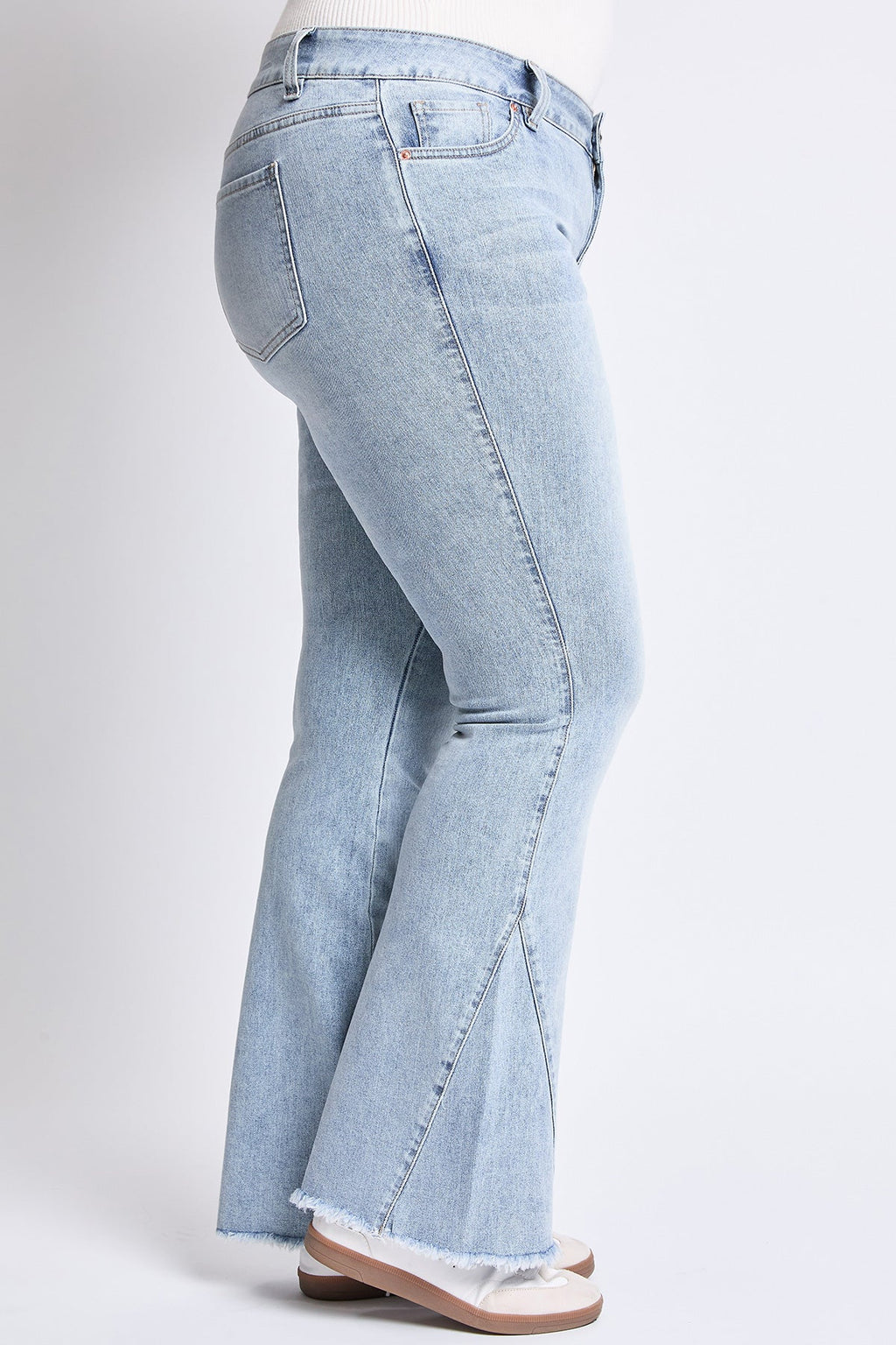 YMI Jeans Women's Plus Low Rise Frayed Hem Flare Jeans