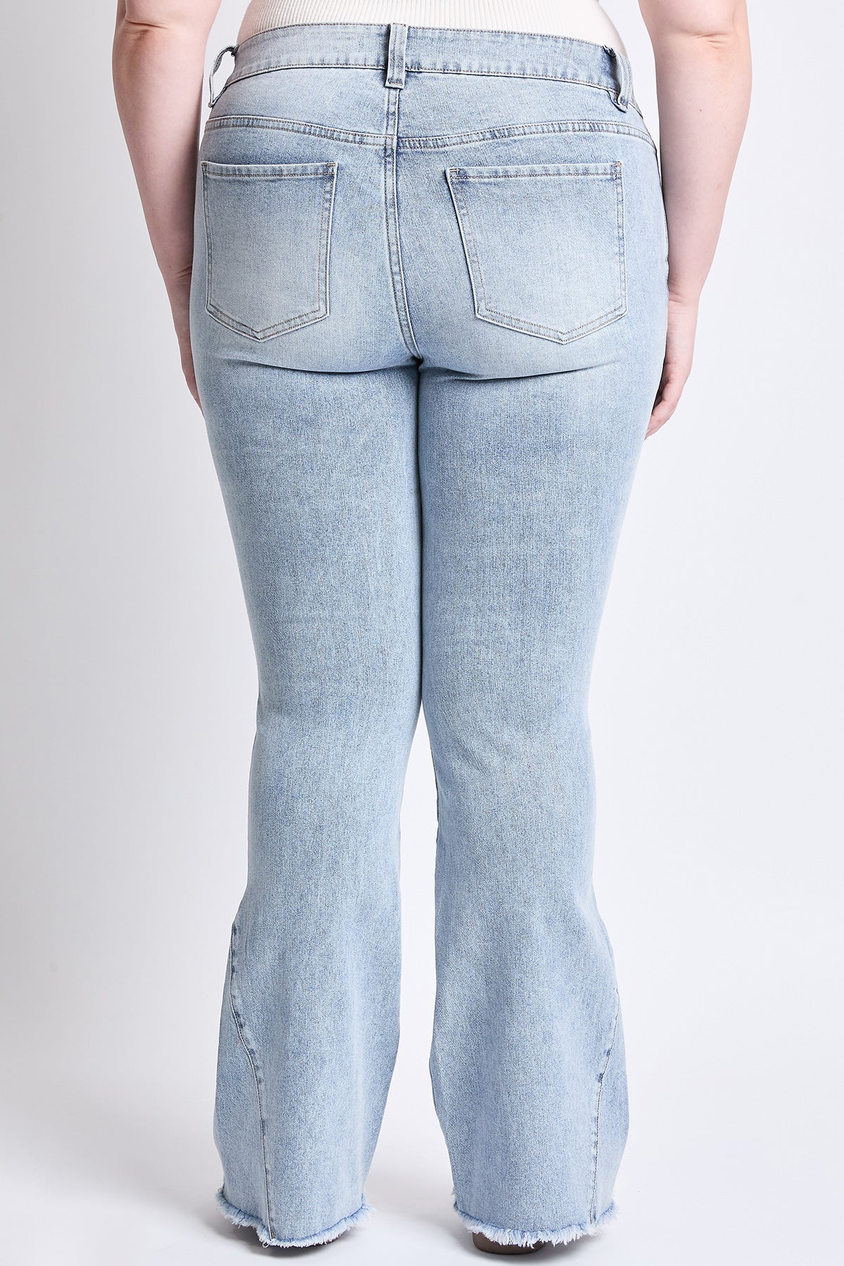 YMI Jeans Women's Plus Low Rise Frayed Hem Flare Jeans