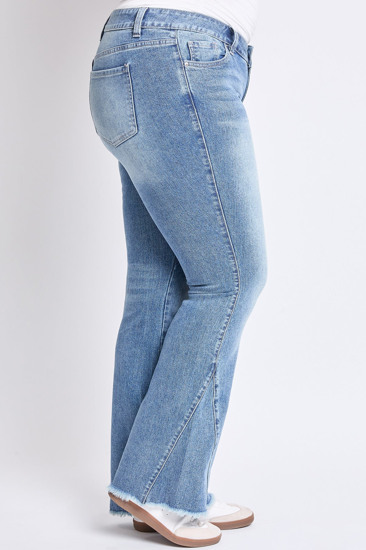 YMI Jeans Women's Plus Low Rise Frayed Hem Flare Jeans