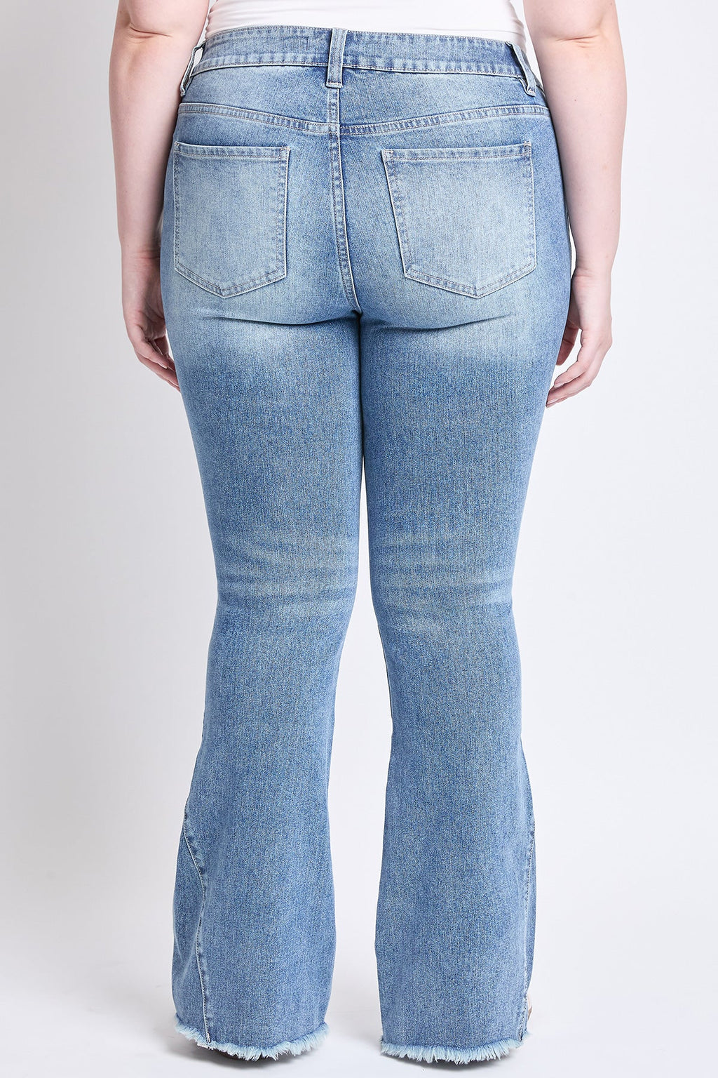 YMI Jeans Women's Plus Low Rise Frayed Hem Flare Jeans