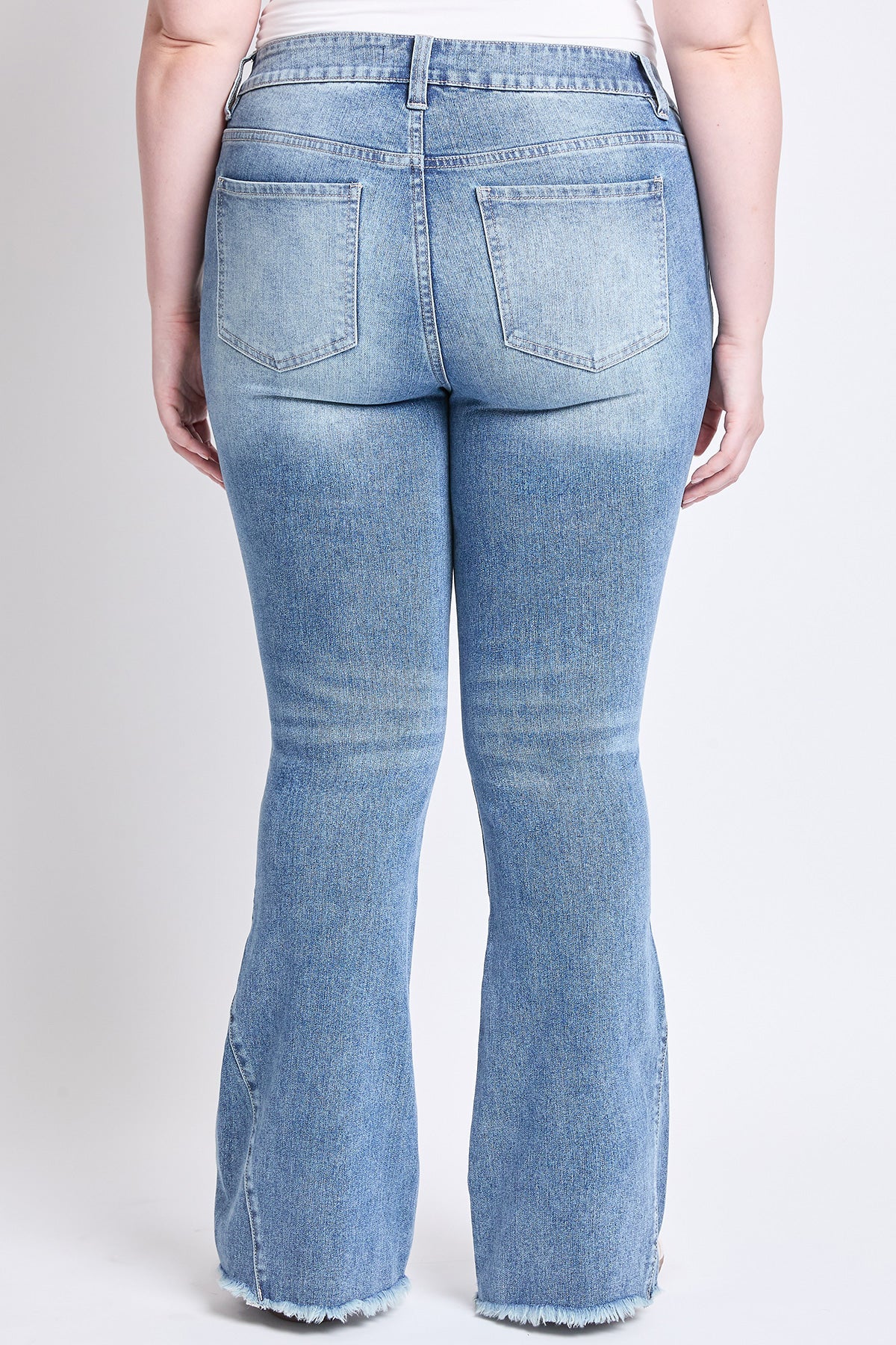 YMI Jeans Women's Plus Low Rise Frayed Hem Flare Jeans