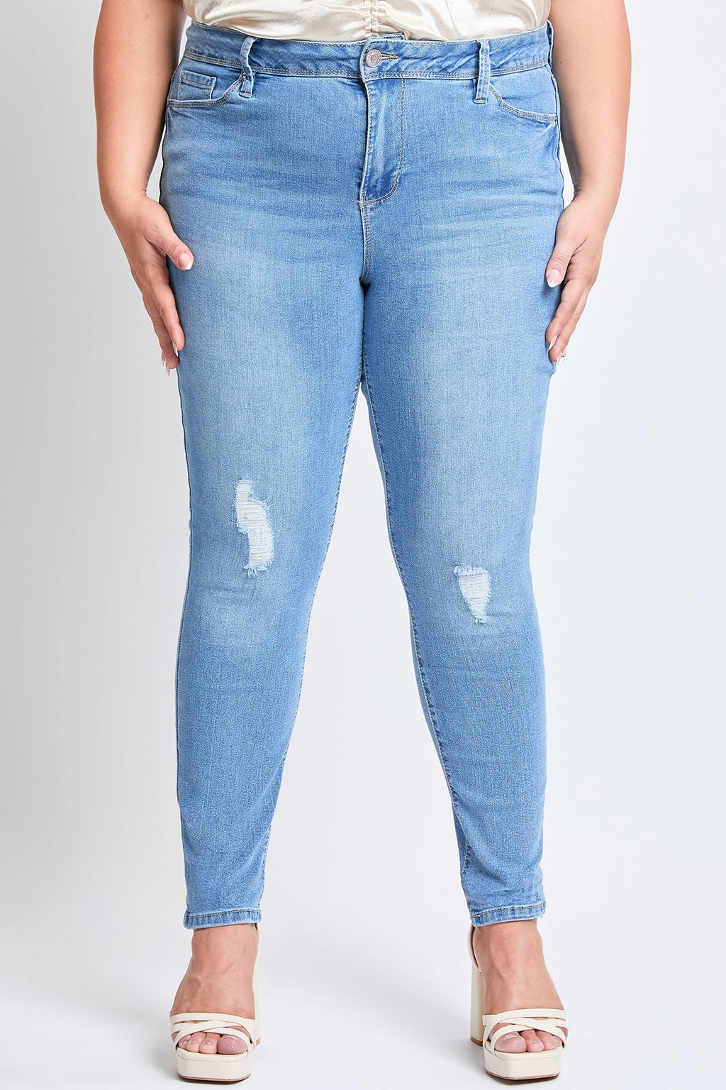 YMI Jeans  Women's Plus Essential Sustainable Distressed Skinny Jeans