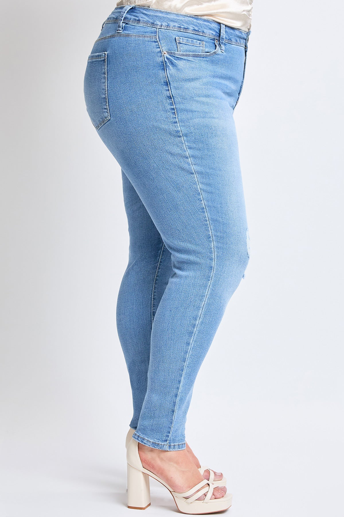 YMI Jeans  Women's Plus Essential Sustainable Distressed Skinny Jeans
