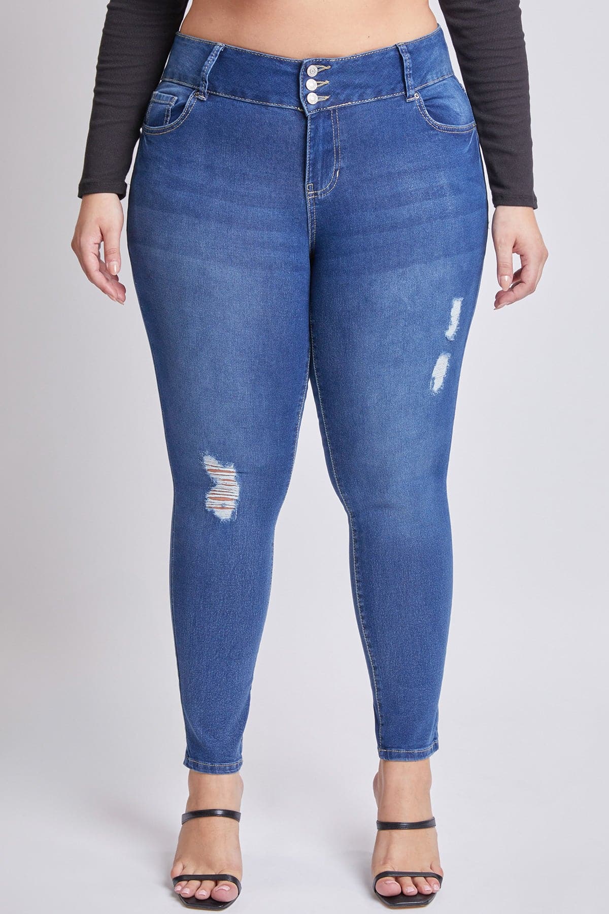 YMI Jeans Women's Plus Essential  3 button Skinny Jeans