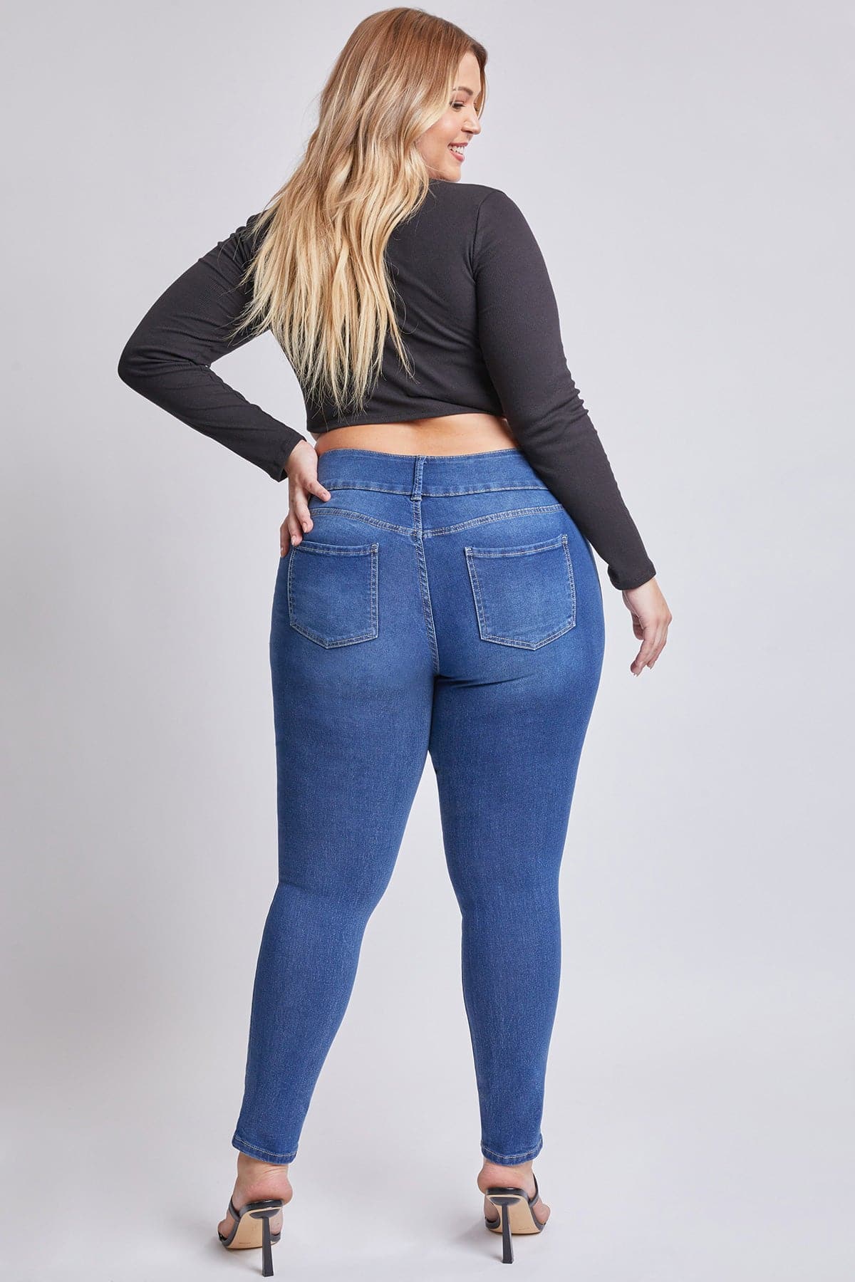 YMI Jeans Women's Plus Essential  3 button Skinny Jeans