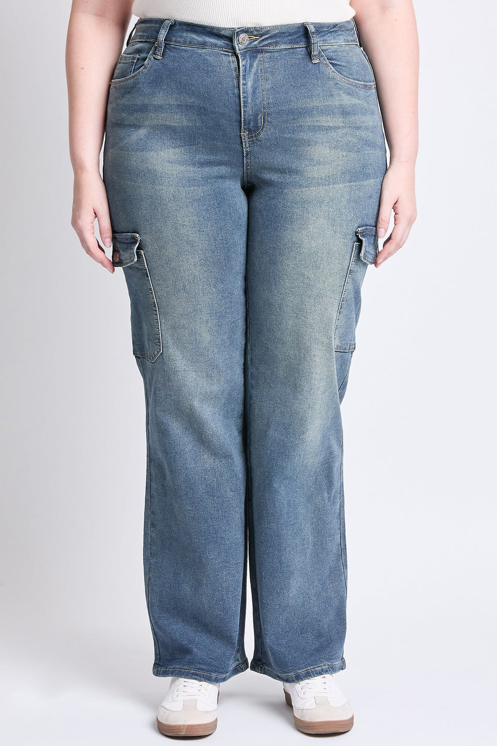 YMI Jeans  Women's Plus High Rise Wide Leg Skater Cargo Jeans