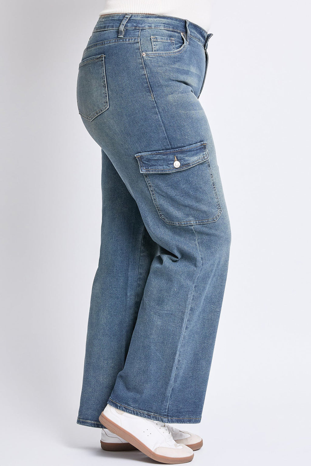 YMI Jeans  Women's Plus High Rise Wide Leg Skater Cargo Jeans