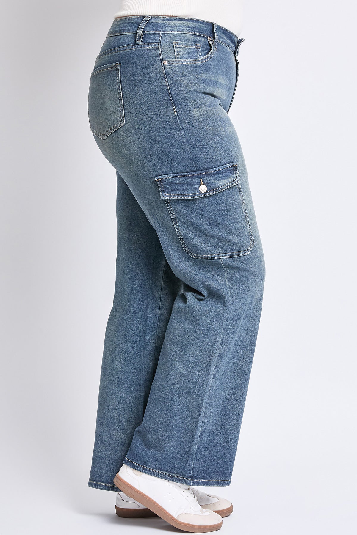 YMI Jeans  Women's Plus High Rise Wide Leg Skater Cargo Jeans