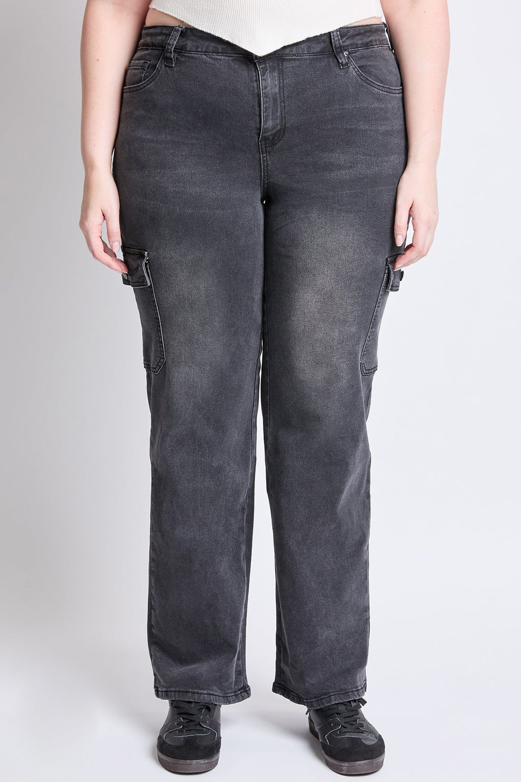 YMI Jeans  Women's Plus High Rise Wide Leg Skater Cargo Jeans