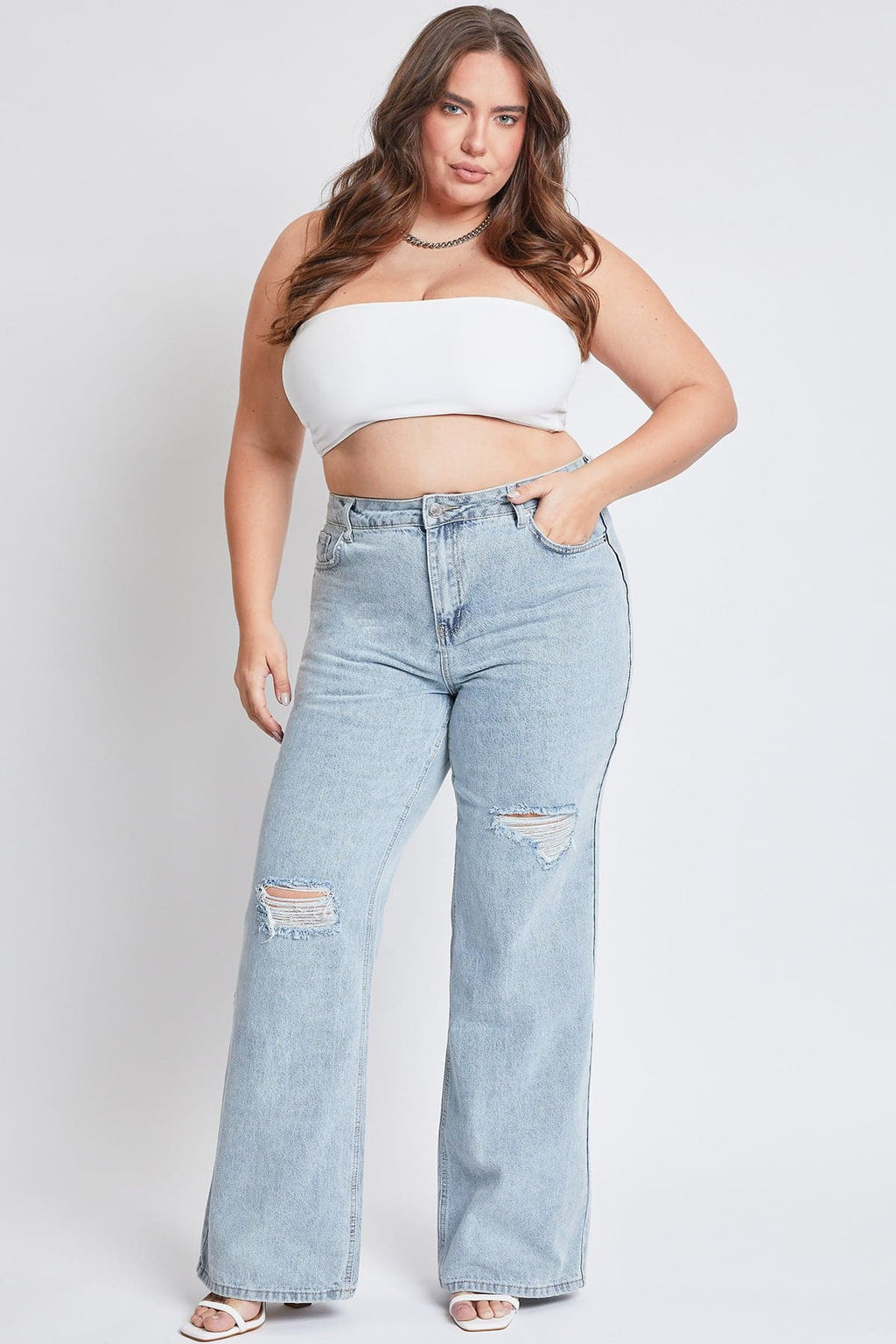 YMI Jeans Women's Plus High Rise Relaxed Wide Leg Jeans