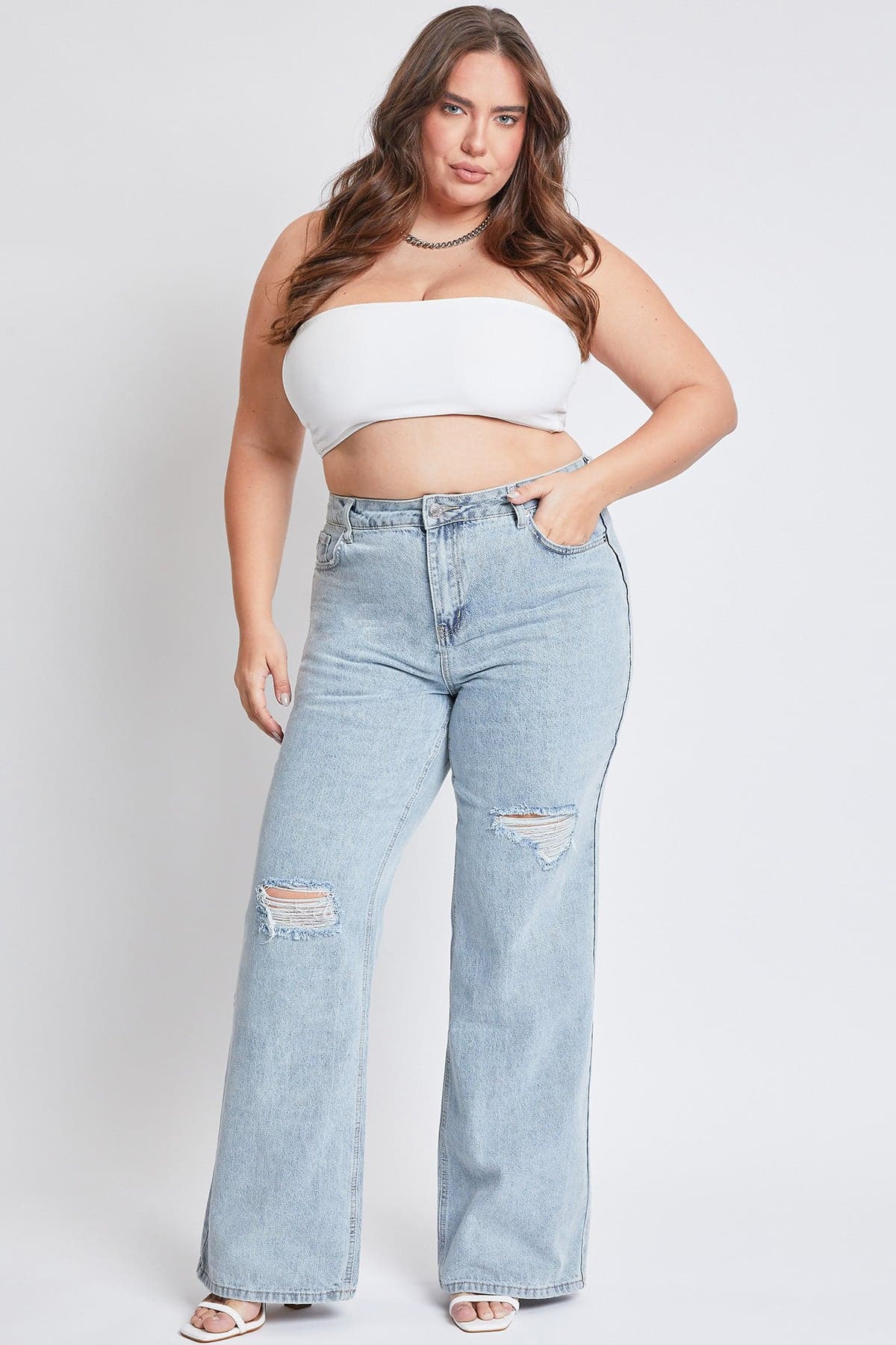 YMI Jeans Women's Plus High Rise Relaxed Wide Leg Jeans