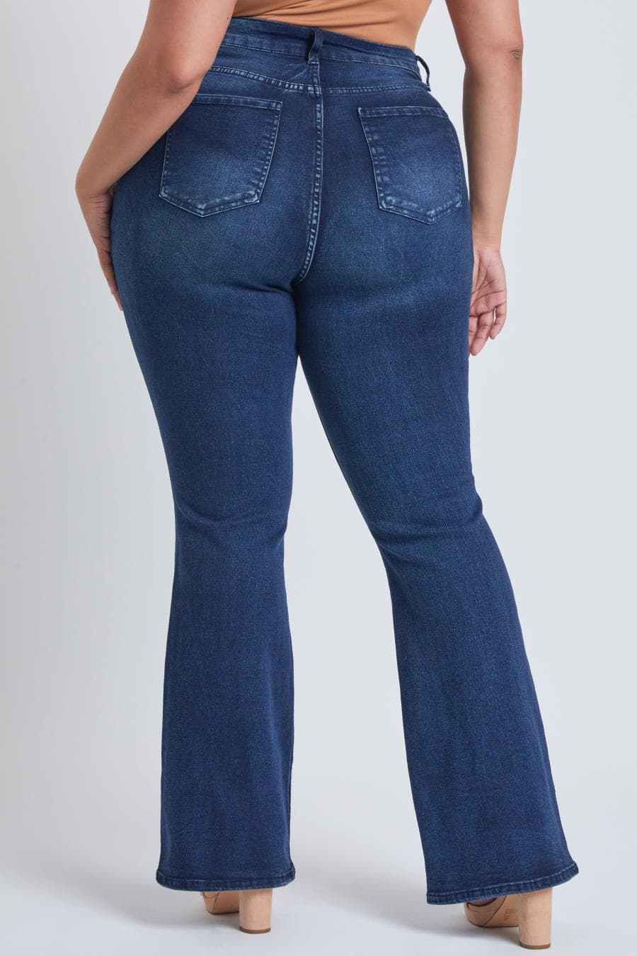 YMI Women's Plus Size Basic Destructed Flare Jeans
