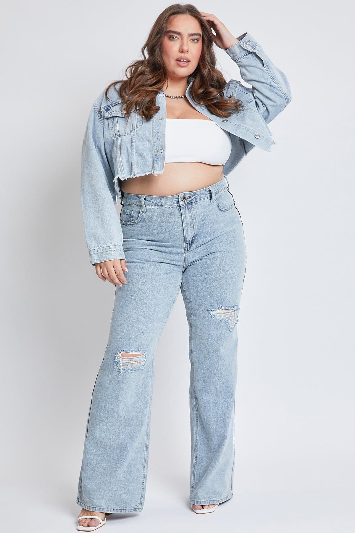 YMI Jeans Women's Plus High Rise Relaxed Wide Leg Jeans