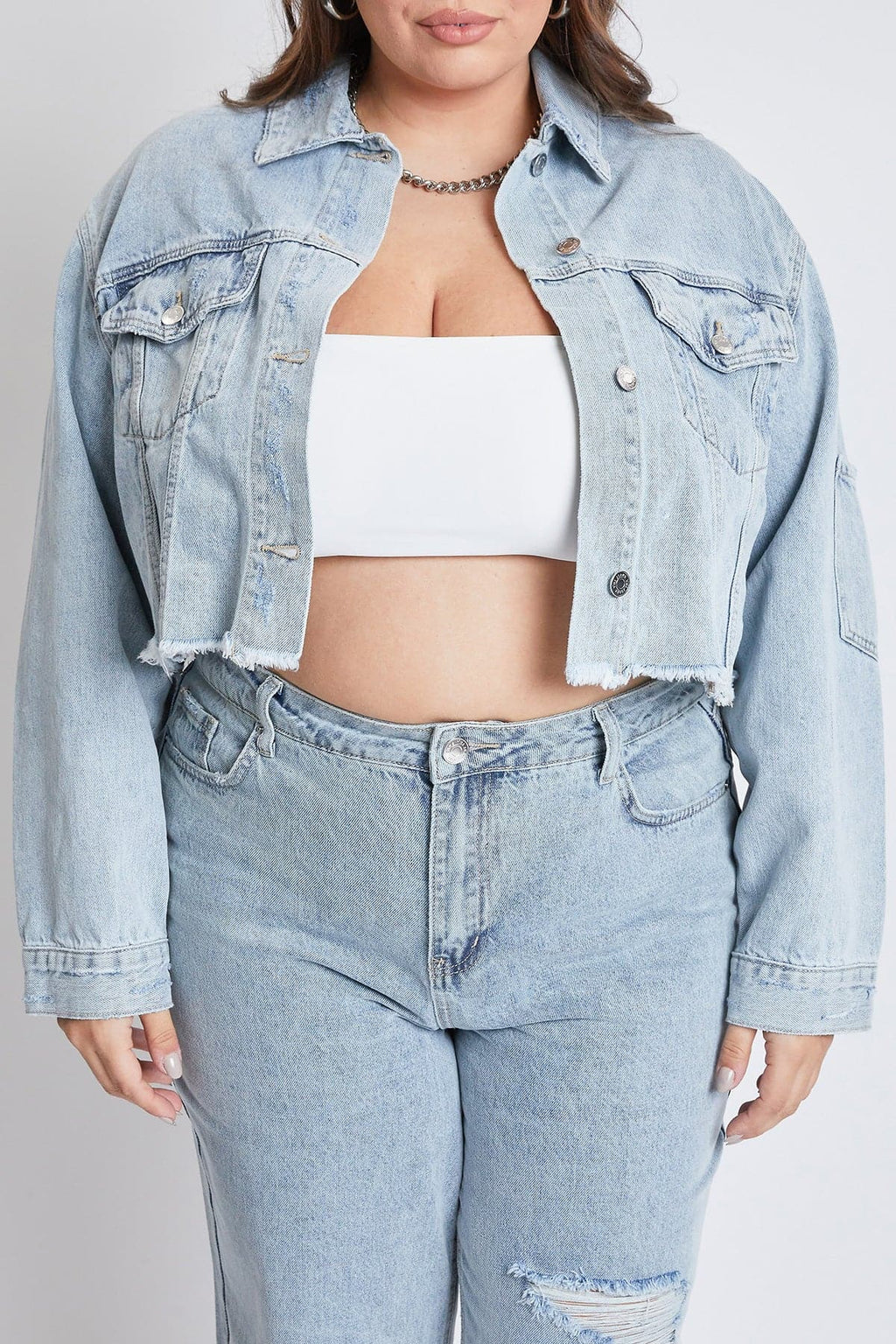 YMI Jeans Women's Plus Cropped Denim Jacket
