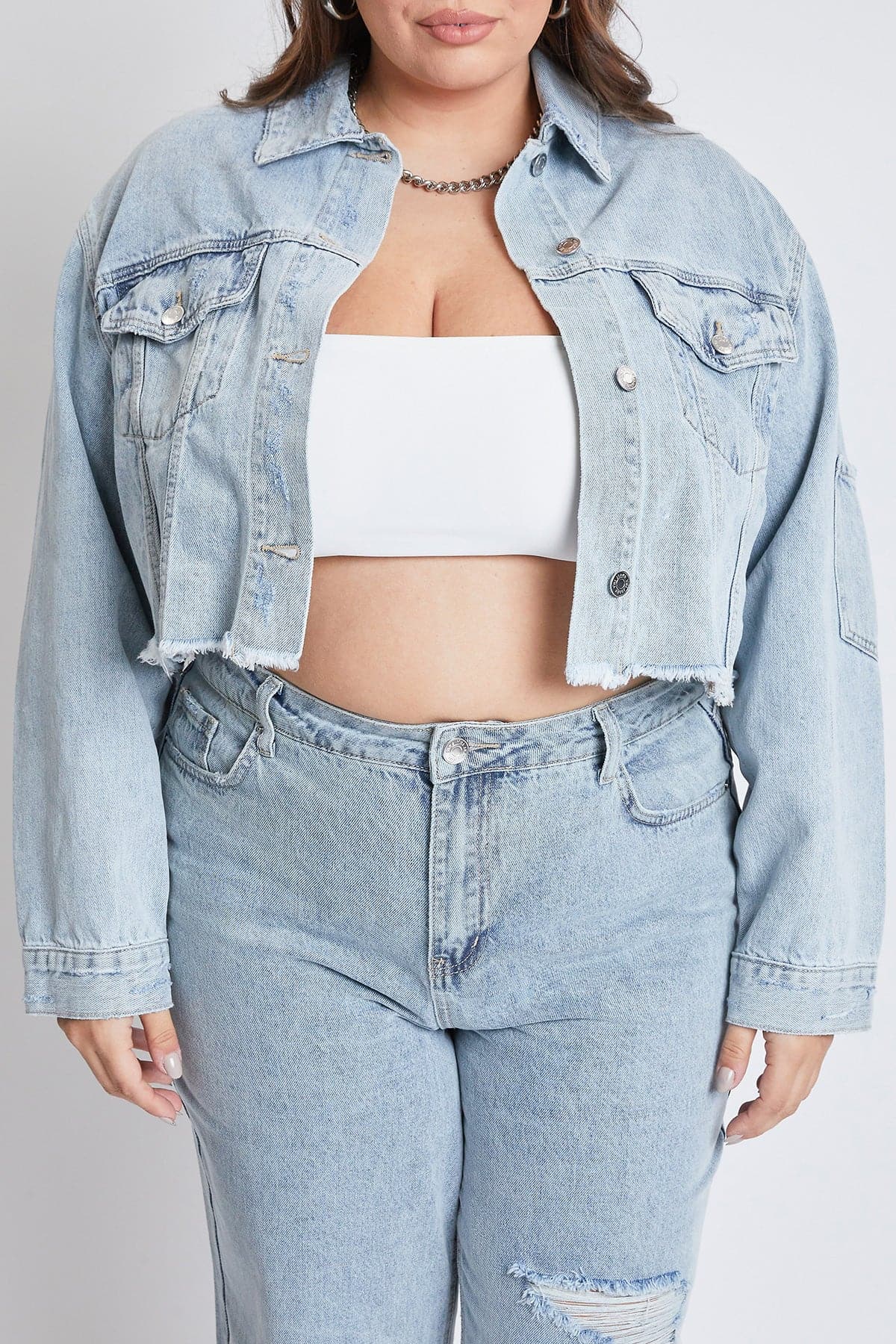 YMI Jeans Women's Plus Cropped Denim Jacket