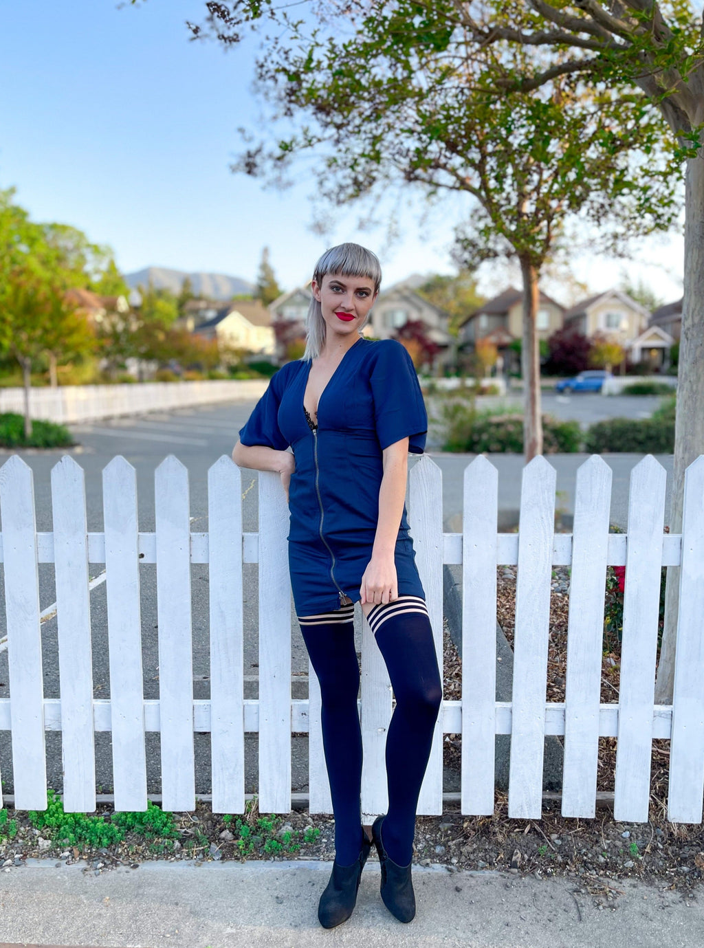 Kix'ies - Selma: Navy, An Understated Elegance. Petite to Plus Size Thigh Highs