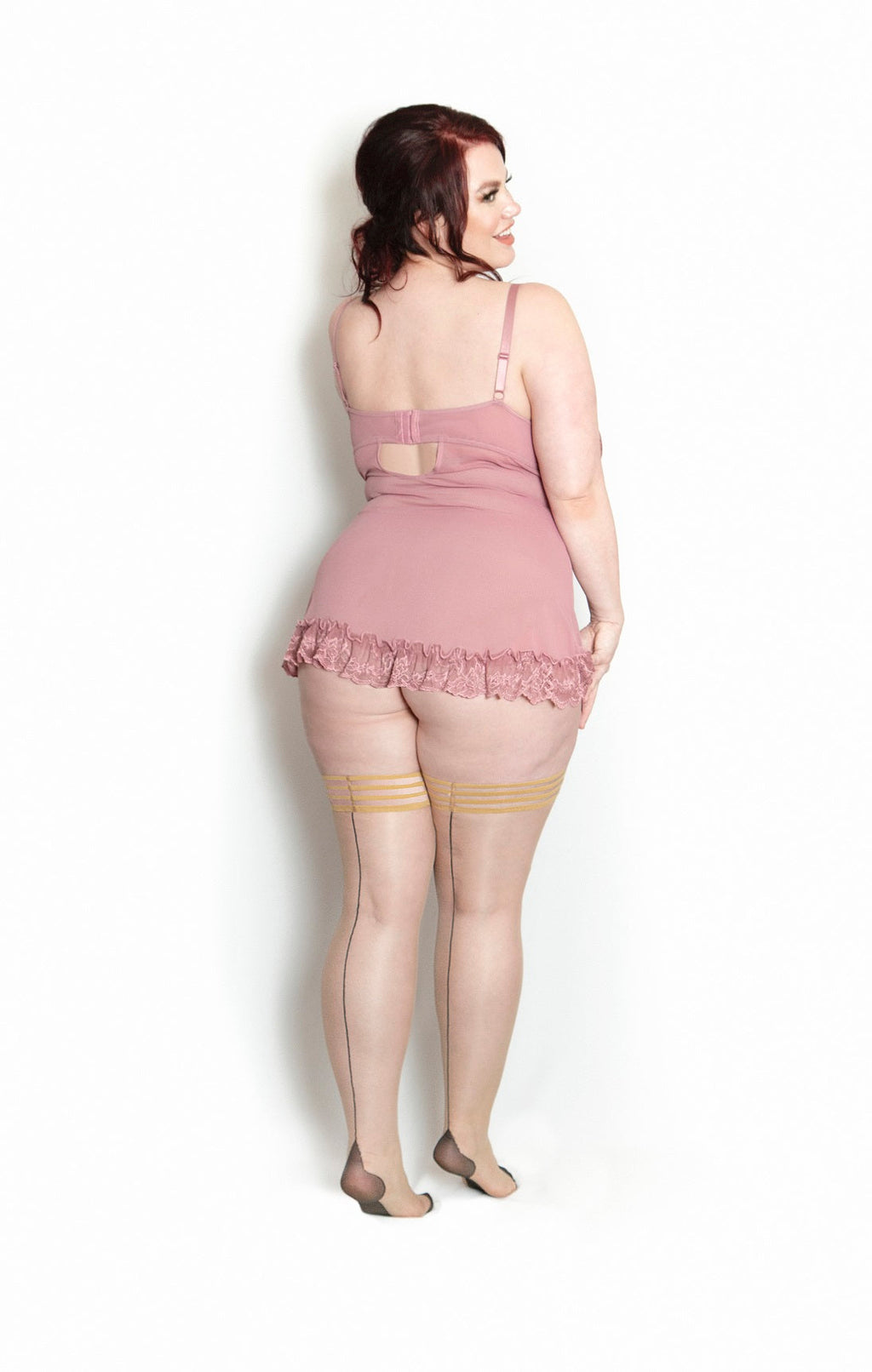 Kix'ies - Ruby: Perfectly Seamed with a Cuban Heel Thigh Highs. Petite to Plus Size